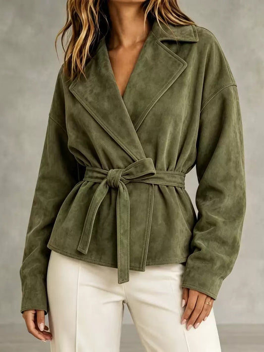 Womens Suede TieWaist Jacket