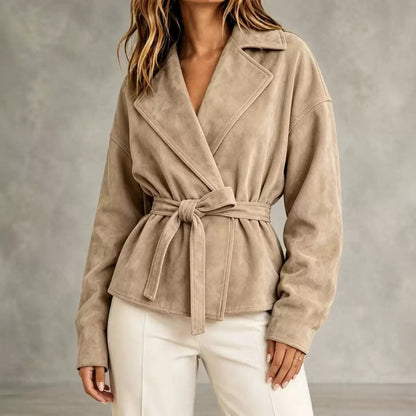 Womens Suede TieWaist Jacket