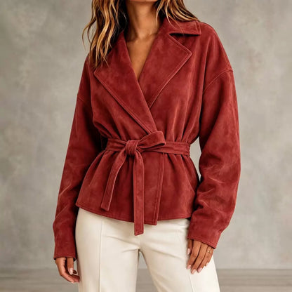 Womens Suede TieWaist Jacket