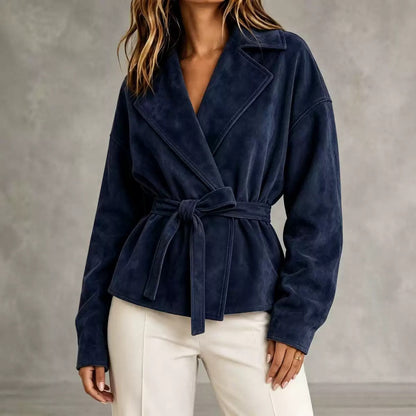 Womens Suede TieWaist Jacket