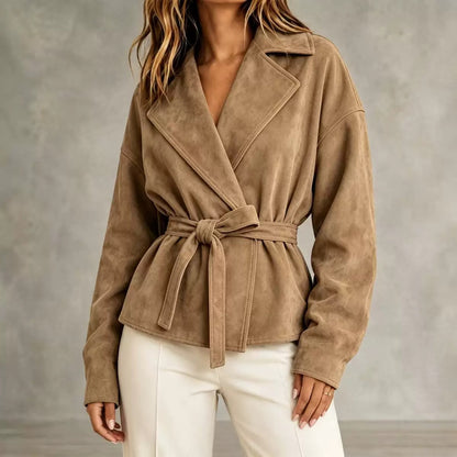 Womens Suede TieWaist Jacket