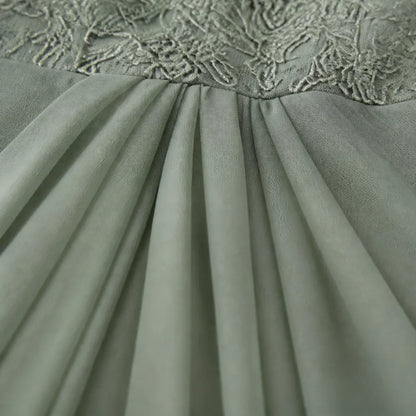 Embroidered Lace Bodice Midi Dress for Weddings